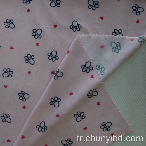 Belle design tissu mélangé extensible poly92% SP8% Tissu de jersey à pêche imprimé pour bébé / enfants